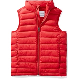 Amazon Essentials Boys and Toddlers’ Lightweight Water-Resistant Packable Hooded Puffer Vest(Red)