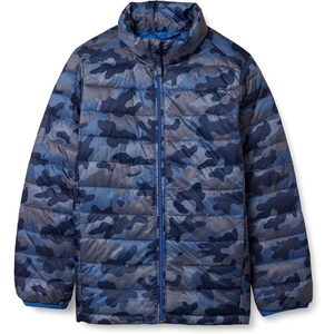 Amazon Essentials Boys and Toddlers’ Lightweight Water-Resistant Packable Puffer Jacket(Blue Camo)