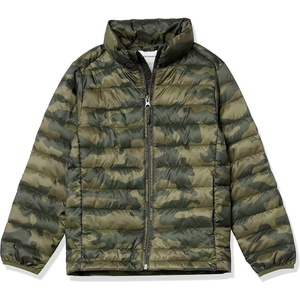 Amazon Essentials Boys and Toddlers’ Lightweight Water-Resistant Packable Puffer Jacket(Olive Camo)