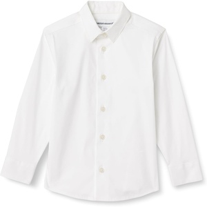 Amazon Essentials Boys and Toddlers’ Long Sleeve Dress Shirt(White)