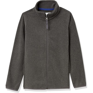 Amazon Essentials Boys and Toddlers’ Long Sleeve Polar Fleece Full-Zip Mock Jacket, Insulated(Charcoal Heather)