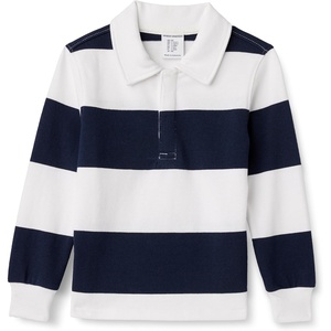 Amazon Essentials Boys and Toddlers’ Long Sleeve Rugby Polo Shirt(Navy White Rugby Stripe)