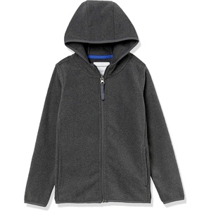 Amazon Essentials Boys and Toddlers’ Polar Fleece Full-Zip Hooded Long Sleeve Insulated Coat Jacket(Grey Charcoal)
