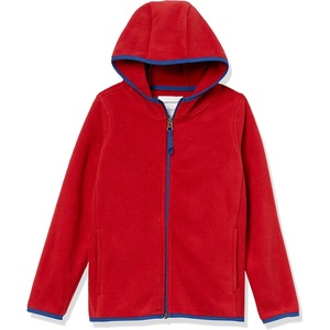 Amazon Essentials Boys and Toddlers’ Polar Fleece Full-Zip Hooded Long Sleeve Insulated Coat Jacket(Strong Red)
