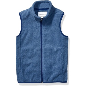 Amazon Essentials Boys and Toddlers’ Polar Fleece Full-Zip Mock-Neck Vest(Blue Heather)