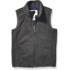 Amazon Essentials Boys and Toddlers’ Polar Fleece Full-Zip Mock-Neck Vest(Charcoal Heather)