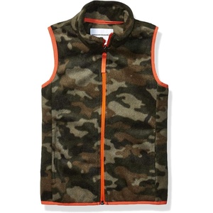 Amazon Essentials Boys and Toddlers’ Polar Fleece Full-Zip Mock-Neck Vest(Dark Green Orange Camo)
