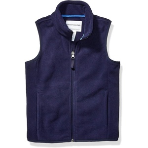 Amazon Essentials Boys and Toddlers’ Polar Fleece Full-Zip Mock-Neck Vest(Navy)
