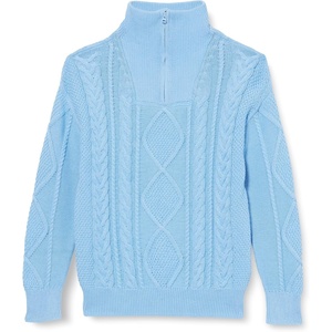 Amazon Essentials Boys and Toddlers’ Quarter-Zip Cotton Cable-Knit Relaxed-Fit Sweater(Powder Blue)