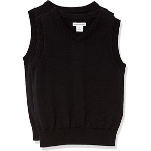 Amazon Essentials Boys and Toddlers’ School Uniform Cotton V-Neck Sweater Vest(2-pack Black)