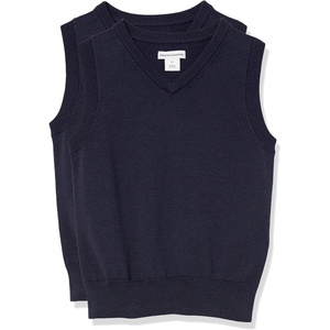 Amazon Essentials Boys and Toddlers’ School Uniform Cotton V-Neck Sweater Vest(2-pack Navy)