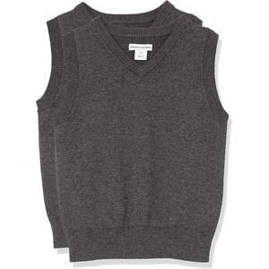 Amazon Essentials Boys and Toddlers’ School Uniform Cotton V-Neck Sweater Vest(Charcoal Heather)