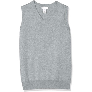 Amazon Essentials Boys and Toddlers’ School Uniform Cotton V-Neck Sweater Vest(Light Grey Heather)