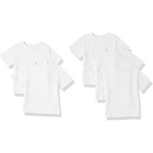 Amazon Essentials Boys and Toddlers’ Short Sleeve Tee Shirts, Cotton Jersey, Multipacks(5-pack White)