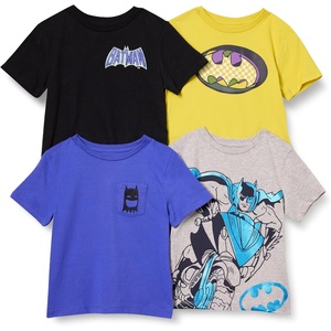 Amazon Essentials Boys and Toddlers’ Short Sleeve Tee Shirts, Cotton Jersey, Multipacks(Batman Logo)