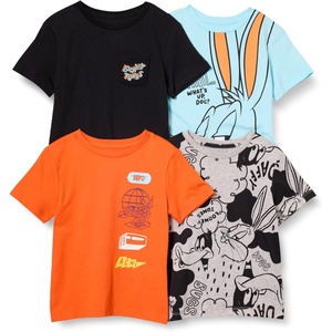 Amazon Essentials Boys and Toddlers’ Short Sleeve Tee Shirts, Cotton Jersey, Multipacks(Looney Tunes Bugs)