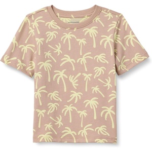 Amazon Essentials Boys and Toddlers’ Short Sleeve Tee Shirts, Cotton Jersey, Multipacks(Mushroom Brown Palms)