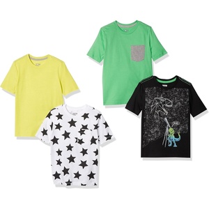 Amazon Essentials Boys and Toddlers’ Short-Sleeve T-Shirts (Previously Spotted Zebra)(Green/Black/White  Stars/Space)