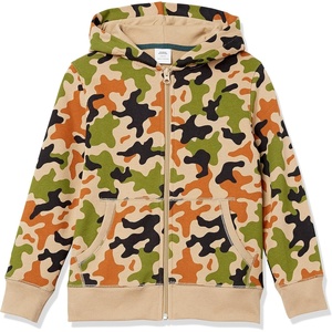Amazon Essentials Boys and Toddlers’ Soft Fleece Zip-Up Hoodie Sweatshirt(Green Camo)