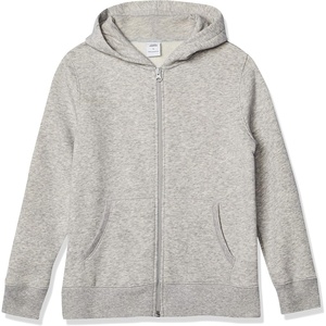 Amazon Essentials Boys and Toddlers’ Soft Fleece Zip-Up Hoodie Sweatshirt(Light Grey Heather)