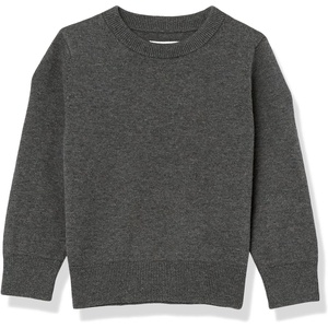 Amazon Essentials Boys and Toddlers’ Uniform Cotton Crewneck Pullover Sweater(Charcoal Heather)