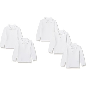 Amazon Essentials Boys and Toddlers’ Uniform Long Sleeve Pique Polo Shirt for School Uniform(5-pack White)