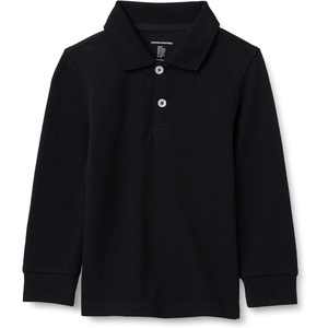 Amazon Essentials Boys and Toddlers’ Uniform Long Sleeve Pique Polo Shirt for School Uniform(Black)