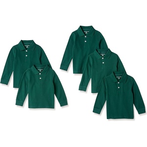 Amazon Essentials Boys and Toddlers’ Uniform Long Sleeve Pique Polo Shirt for School Uniform(Dark Green)