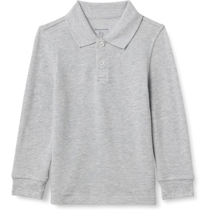 Amazon Essentials Boys and Toddlers’ Uniform Long Sleeve Pique Polo Shirt for School Uniform(Light Grey Heather)
