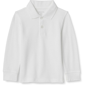 Amazon Essentials Boys and Toddlers’ Uniform Long Sleeve Pique Polo Shirt for School Uniform(White)