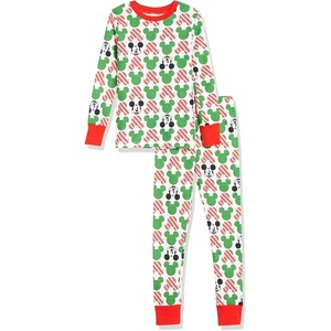 Amazon Essentials Disney | Marvel | Star Wars Boys and Toddlers’ Snug-Fit Cotton Pajama Sleepwear Sets(2-piece Mickey Holiday)
