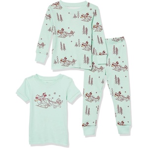 Amazon Essentials Disney | Marvel | Star Wars Boys and Toddlers’ Snug-Fit Cotton Pajama Sleepwear Sets(3-piece Mickey Winter Set)