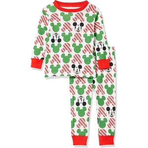 Amazon Essentials Disney | Marvel | Star Wars Unisex Kids’ Snug-Fit Cotton Pajamas(Mickey Holiday – Baby and Kids)