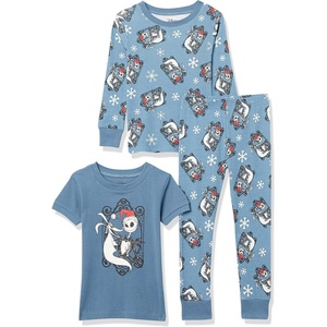 Amazon Essentials Disney | Marvel | Star Wars Unisex Kids’ Snug-Fit Cotton Pajamas(Nightmare Santa Jack)