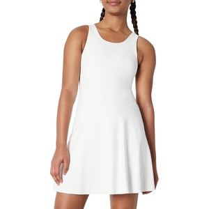Amazon Essentials Girls’ Active FormFlex Buttery Soft Tank Tennis Dress with Built-in Bodysuit, Bra, & Shorts(White)