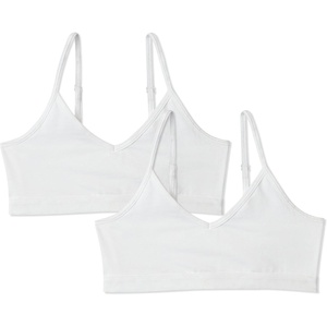 Amazon Essentials Girls’ Cotton Jersey V-Neck Training Bralettes(White)