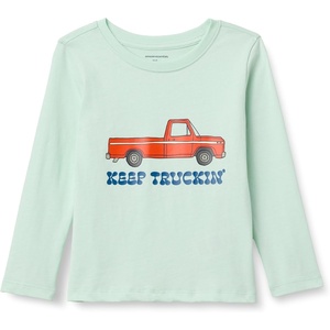 Amazon Essentials Toddler Boys’ Long-Sleeve Cotton T-Shirts, Multipacks(Pale Mint Green Truck)