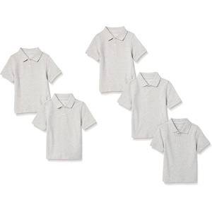 Amazon Essentials Toddler Boys’ School Uniform Short-Sleeve Pique Polo Shirts, Breathable Cotton, Button Closure, Multipacks(5-pack Heather Grey)