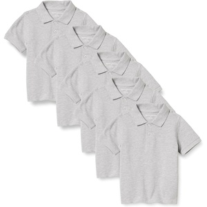 Amazon Essentials Toddler Boys’ School Uniform Short-Sleeve Pique Polo Shirts, Breathable Cotton, Button Closure, Multipacks(Grey Heather)