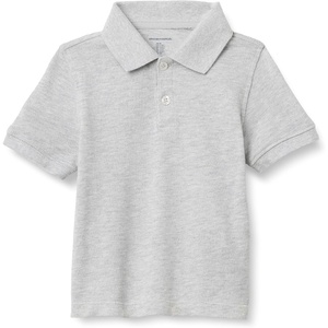 Amazon Essentials Toddler Boys’ School Uniform Short-Sleeve Pique Polo Shirts, Breathable Cotton, Button Closure, Multipacks(Light Grey Heather)