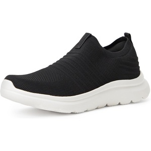Amazon Essentials Unisex Kids’ Knit Light Weight Slip On Sneaker(Black/White)