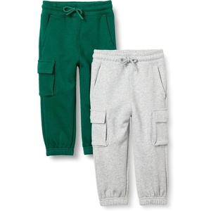 Amazon Essentials Unisex Kids and Toddlers’ Cargo Jogger(Light Grey Heather/Dark Green)