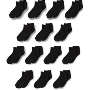 Amazon Essentials Unisex Kids and Toddlers’ Cotton Ankle Socks with Cushioned Sole for Boys Girls Toddlers, 14 Pairs(14-pack Black)