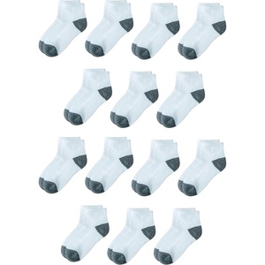 Amazon Essentials Unisex Kids and Toddlers’ Cotton Ankle Socks with Cushioned Sole for Boys Girls Toddlers, 14 Pairs(14-pack White/Grey Ht)
