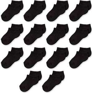 Amazon Essentials Unisex Kids and Toddlers’ Cotton Low Cut Ankle Socks, 14 Pairs(Black)