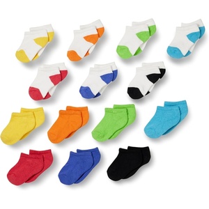 Amazon Essentials Unisex Kids and Toddlers’ Cotton Low Cut Ankle Socks, 14 Pairs(Multicolor/Heather)