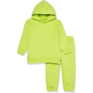 Amazon Essentials Unisex Kids’ and Toddlers’ Modern Sweatsuit Set, 2 Piece Hooded Outfit, Pack of 2(Lime Green)
