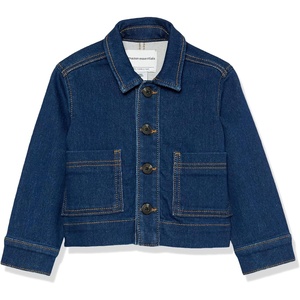 Amazon Essentials Unisex Kids and Toddlers’ Relaxed-Fit Denim Chore Jacket Outerwear(Dark Indigo Wash)