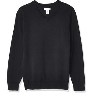 Amazon Essentials Unisex Kids and Toddlers’ Uniform Cotton V-Neck Pullover Knit Sweater(Black Heather)