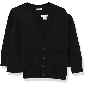Amazon Essentials Unisex Kids and Toddlers’ V-Neck Cotton Uniform Cardigan Sweaters, Pack of 2(2-pack Black)